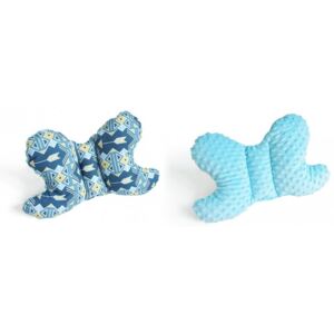 Baby Nellys Obojstranný vankúšik Motýlik - Ornamenty, minky modrá