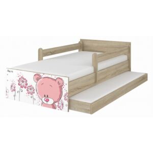 Baby Boo detská posteľ Max Dub Sonoma ružový medvedík 160x80 cm