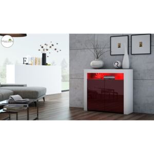MILA 2D LED skrinka biela / burgund lesk, obývacia izba