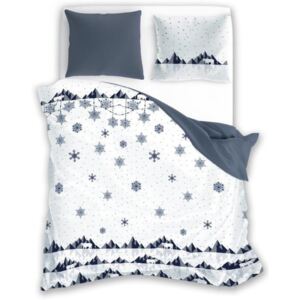 Krásne bielo modré obojstranné posteľné obliečky zasnežená krajina Biela
