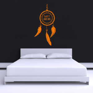 GLIX Dreamcatcher Sweet dreams - samolepka na stenu Oranžová 50x25 cm