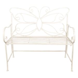 Krémová kovová záhradné lavice Butterfly - 108 * 55 * 99 cm