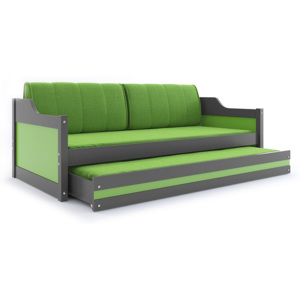 Detská posteľ s prístilkou CASPER 2, 80x190, grafit/zelená