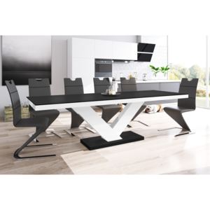 Luxusný rozkladací jedálenský stôl VICTORIA MAT čierna matna/biela DOPRAVA ZADARMO