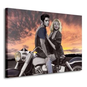 Obraz na plátne Elvis Presley a Marilyn Monroe Motorka M. Nelson Joshua 80x60cm WDC90490