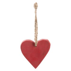 Závesné červené drevené srdce 6ks - 7 * 1 * 7 cm