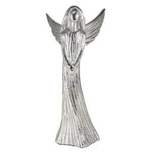 Kovový strieborný anjel Anael - 24*11*33cm