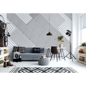 Fototapeta - Modern Geometric Pattern White And Grey Vliesová tapeta - 254x184 cm