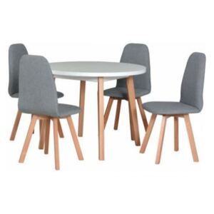 Jídelní sestava BERGEN 3, stůl + 4x židle, bílá/buk/látka 10