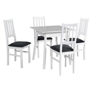 Jídelní sestava BERGEN 1, stůl + 4x židle, bílá/látka 8