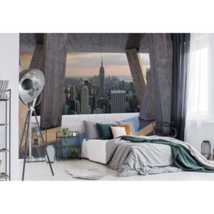Fototapeta - New York City Skyline 3D Modern View Concrete Vliesová tapeta - 254x184 cm