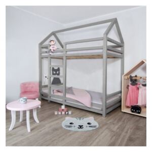 TWINY poschodová detská posteľ, Farba sivá, Veľkosť 90 x 190 cm