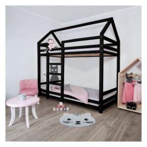 TWINY poschodová detská posteľ, Farba čierna, Veľkosť 90 x 190 cm