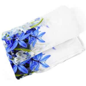 Deka Modré a biele kvety (Rozmer: 150 x 120 cm)