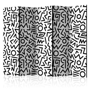 Paraván Black and White Maze Dekorhome 225x172 cm (5-dielny)