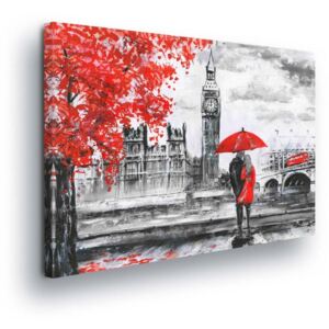 Obraz na plátne - Red-gray Big Ben 4 x 30x80 cm
