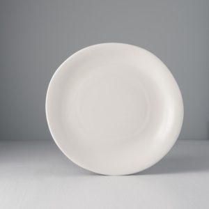 MIJ Biely nepravidelný kruhový tanier MODERN 26 x 24 cm