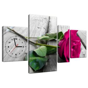Obraz s hodinami Ružová ruža na moste 120x70cm ZP1768A_4AN