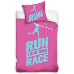 Obliečky Licenčné perkálové Run Race Ružové 140x200