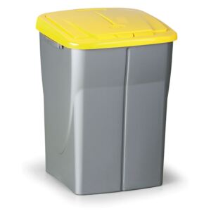 Plastový odpadkový kôš s vekom 45L, žlté veko