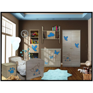 Detská izba gravírovaná čivava modrá 3ks