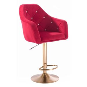 Barová stolička ROMA VELUR na zlatom tanieri - červená