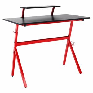 PC stôl/herný stôl, červená/čierna, LATIF