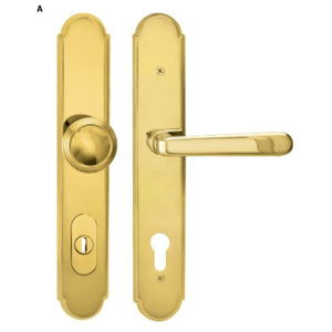 Bezpečnostné kovanie TWIN ALT WIEN HTSI W3 DEF (A) - KPZL kľučka-guľa ľavá otvor na cylindrickú vložku/A (mosadz leštená)