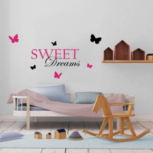 GLIX Sweet dreams - nálepka na stenu Čierná a růžová 120 x 60 cm