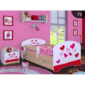 Detská posteľ so zásuvkou 160x80cm LOVE - svetlá hruška