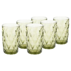 Retro sklené poháre na vodu, 6ks, 350ml, zelená, BAROLO TYP 1