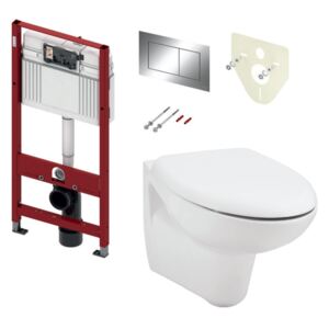 TECEPROFIL TECE set 2- Inštalačný modul s nádržkou UNI pre WC + tlačidlo chróm + úchyt + zvuková izolácia + závesné WC + WC sedátko Soft-Close