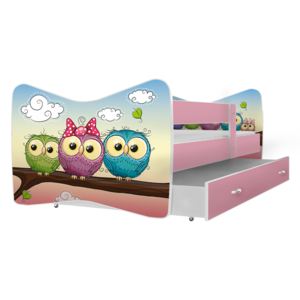 Rozprávková detská posteľ TOMI se zásuvkou, 140x70, ružová/VZOR 59