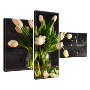 Obraz s hodinami Krémové tulipány 100x70cm ZP1392A_3AW