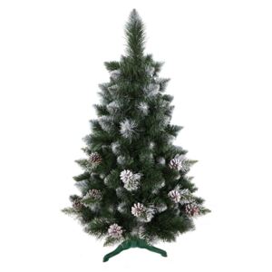 Nádherný jemne zasnežený umelý vianočný stromček borovica so šiškami 150 cm Zelená