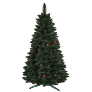 Hustý umelý vianočný stromček borovica so šiškami 180 cm Zelená