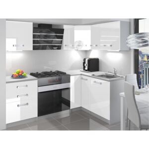 Rohová kuchynská zostava biela Janka - s LED osvětlením