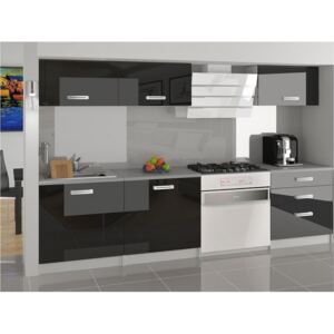 Kuchyňa čierna lesklá Lisa 180 cm - bez LED osvětlení