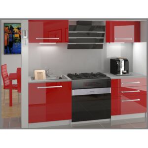 Malá červená kuchynská zostava Vanda - s LED osvětlením