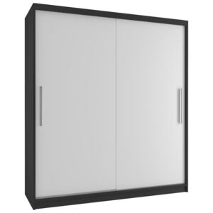 Šatníková skriňa s bielymi posuvnými dverami šírka 133 cm čierny korpus - Bez dojezdu