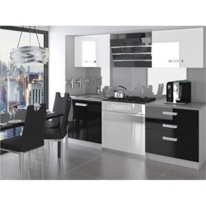 Paneláková kuchyňa Sasanka bielo čierna 120 cm - bez LED osvětlení