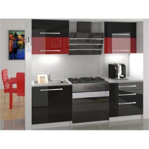 Sektorová kuchyňa 120 cm čierno-červená Daisy - s LED osvětlením