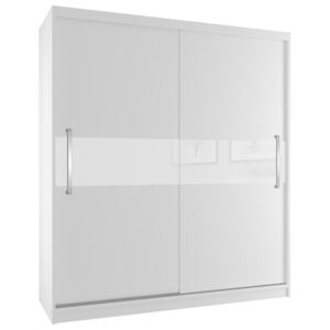 Biela šatníková skriňa s posuvnými dverami a bielym stredovým pruhom šírka 133 cm - Bez dojezdu