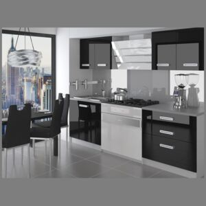 Malá kuchyňa Tera 120 cm čierna lesklá - bez LED osvětlení