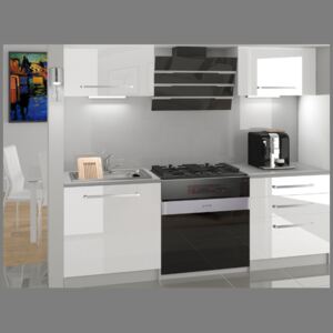 Kuchynská zostava paneláková 120 cm biela lesk Vanda - s LED osvětlením