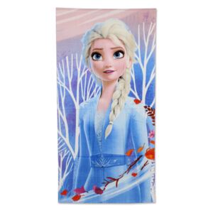 Setino Plážová bavlnená osuška dievčenská - Frozen Elsa - modrá - 70 x 140 cm
