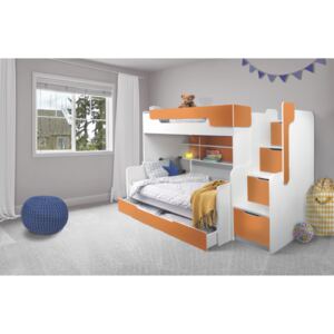 ArtBed Detská poschodová posteľ Harry Farba: Biela/oranžová