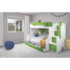 ArtBed Detská poschodová posteľ Harry Farba: biela/zelená