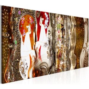 Obraz na plátne Bimago - Flowers in the Hair (1 Part) Brown 150x50 cm
