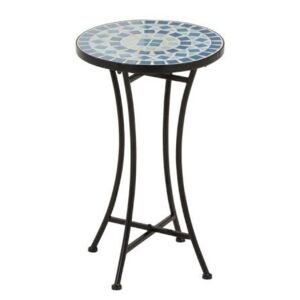 Kovových odkládací stolík Square Mosaic Blue - Ø30*50 cm